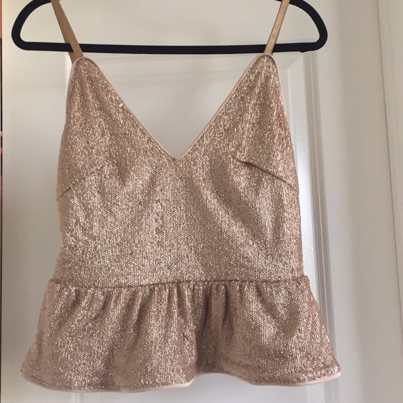 SOLD Peplum sequin gold top - Picture 2 of 8